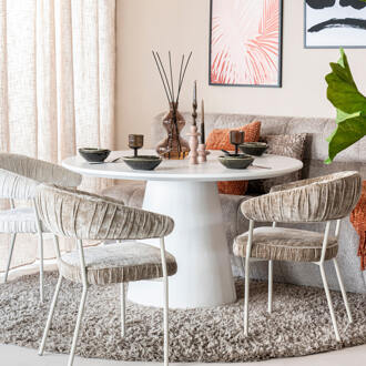 Eleonora Ronde Eettafel 'Elin' 130cm, kleur wit - 130 cm