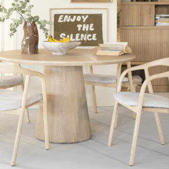 Eleonora Ronde Eettafel 'Nola' Eikenhout, 130cm Naturel - 130 cm