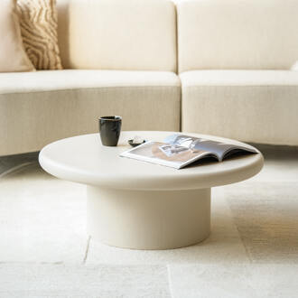 Eleonora Ronde Salontafel 'Jade' Magnesium oxide 80cm, kleur crème Zand - 80 cm