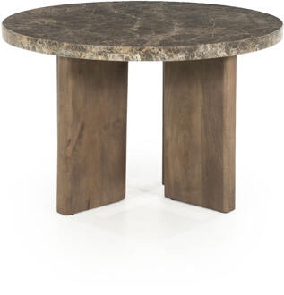 Eleonora Ronde Salontafel 'Lando' Marmer en mangohout, 60cm Bruin - 60 cm