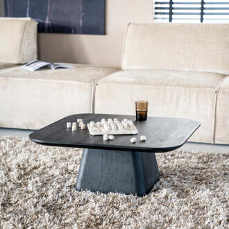 Eleonora Salontafel 'Aron' Mangohout, 80 x 80cm, kleur Zwart - 80 x 80 cm