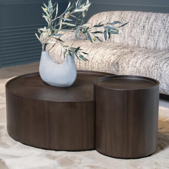 Eleonora Salontafel 'Max' Walnoot, Set van 2 stuks Bruin