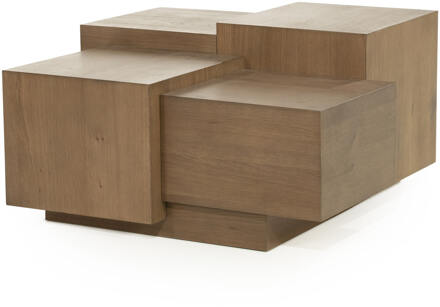 Eleonora Salontafel 'Quinten' Eiken, 80 x 80cm, kleur Bruin - 80 x 80 cm