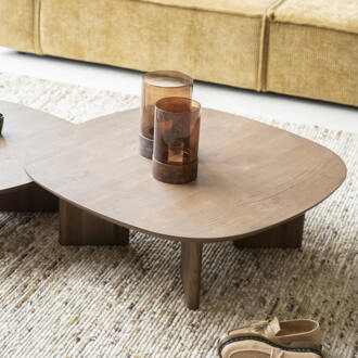 Eleonora Salontafel 'Stef' Eiken, 100 x 100cm, kleur Bruin - 100 x 100 cm