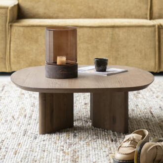 Eleonora Salontafel 'Stef' Eiken, 80 x 80cm, kleur Bruin - 80 x 80 cm