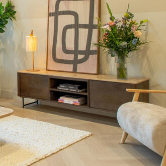 Eleonora TV-meubel 'Lio' Mangohout en Travertin, 170cm Bruin - 170 cm