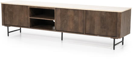 Eleonora TV-meubel 'Lio' Mangohout en Travertin, 200cm Bruin - 200 cm