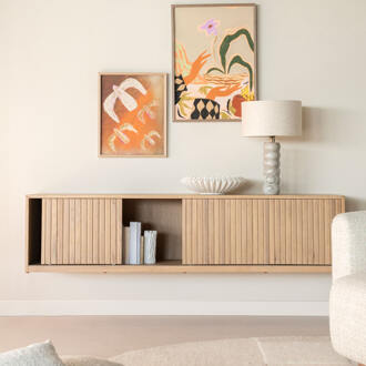 Eleonora Zwevend TV-meubel 'Milo' Eiken, 180cm, kleur Naturel