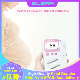 ELERA Fetal Doppler Heartbeat Detector Portable Ultrasound Pregnant Baby Heart Rate Monitor LCD 2.5MHz Pocket Vascular Doppler