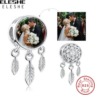 ELESHE Custom Photo 925 Sterling Silver Dreamcatcher Holder Beads fit Original Charm Bracelet Necklace DIY Personalized Jewelry