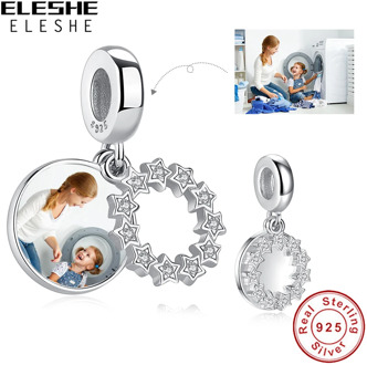 ELESHE Personalized Custom Photo Bead 925 Sterling Silver Inspirational Star Dangle Charm Fit Original Bracelet DIY Jewelry Gift