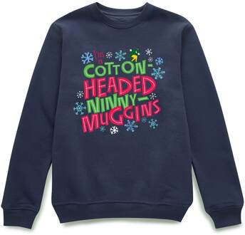Elf Cotton-Headed Ninny-Muggins Christmas Jumper - Navy - S Blauw