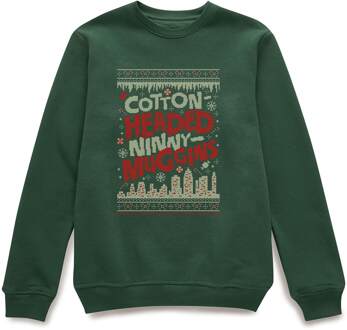 Elf Cotton-Headed-Ninny-Muggins Knit Christmas Jumper - Forest Green - L Groen
