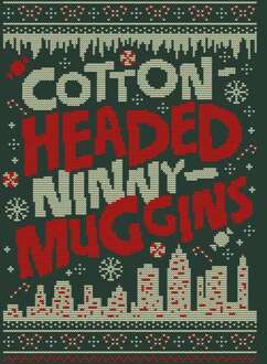 Elf Cotton-Headed-Ninny-Muggins Knit Men's Christmas T-Shirt - Forest Green - L