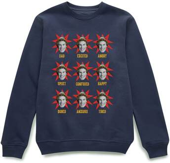 Elf Faces Christmas Jumper - Navy - XL Blauw
