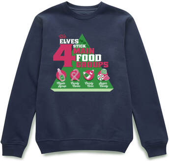 Elf Food Groups Christmas Jumper - Navy - XL Blauw