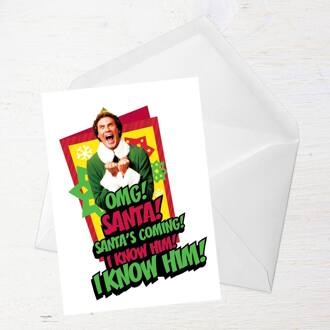 Elf OMG Santa's Coming Greetings Card - Large Card
