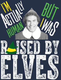 Elf Raised By Elves Men's Christmas T-Shirt - Navy - L