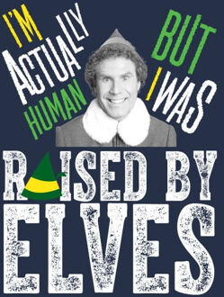 Elf Raised By Elves Women's Christmas T-Shirt - Navy - M Blauw