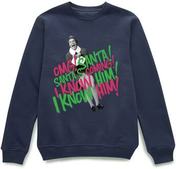 Elf Santa! I Know Him! Christmas Jumper - Navy - M Blauw