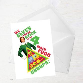 Elf We Elves Try To Stick To The 4 Main Food Groups Greetings Card - Large Card