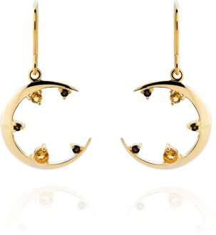 'Eline' Dames 925 Sterling Zilveren Set: Ketting + Oorbellen + Ring - Gouden SET-7497/G - L