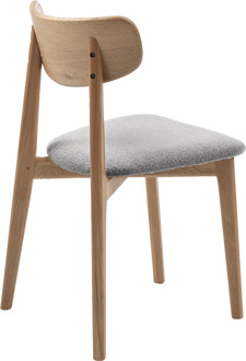 Eline eikenhouten eetkamerstoel naturel - met bouclé grijze zitting Grijs
