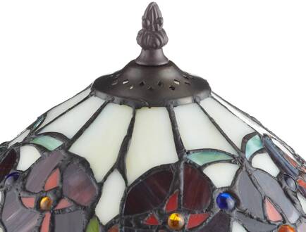 Eline klassieke Tiffany-stijl-tafellamp 40 cm bruin, crème, turquoise