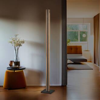 Elis LED vloerlamp, eiken/zwart licht hout, mat zwart