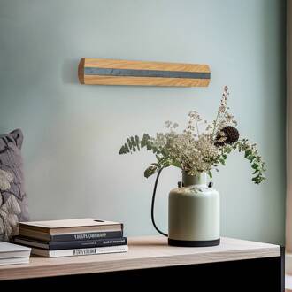 Elis LED wandlamp, eiken/zwart eiken naturel, matzwart