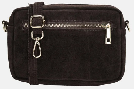 Elise crossbody tas suede donkerbruin