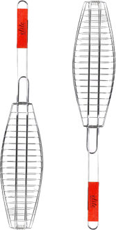 Elite BBQ/barbecue rooster - 2x - klem grill - metaal - 72 x 14 x 1 cm - Speciaal voor vis