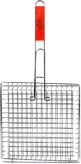 Elite BBQ/barbecue rooster - klem grill - metaal/hout - 22 x 46 x 1 cm - barbecueroosters