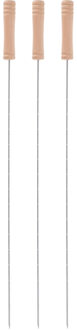 Elite BBQ/barbecue spiesen/vleespennen - 4x - metaal/hout - 40 cm - extra lang