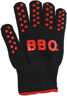 Elite BBQ handschoenen - hittebestendig tot 250 graden - zwart/rood - katoen - ovenwanten