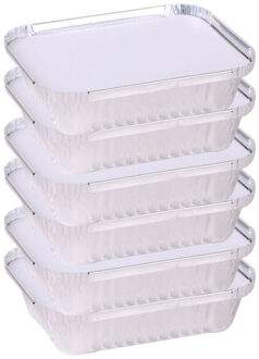 Elite Meal prep bewaar bakjes - Aluminium - 12x - 19 x 14 x 4 cm - met deksel