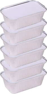 Elite Meal prep bewaar bakjes - Aluminium - 6x - 25 x 15 x 7 cm - met deksel