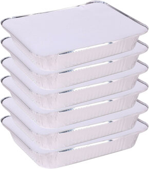 Elite Meal prep bewaar bakjes - Aluminium - 8x - 33 x 25 x 5 cm - met deksel