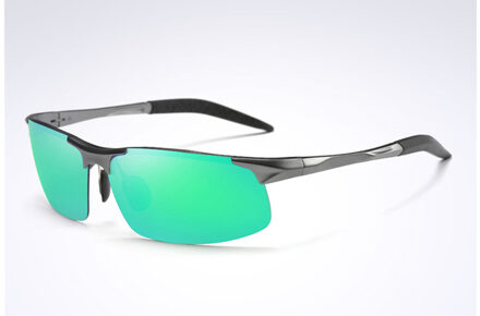ELITERA Aluminium Magnesium mannen Zonnebril Gepolariseerde Coating Spiegel Zonnebril óculos Mannelijke Eyewear Accessoires Voor Mannen E8177 grijs groen