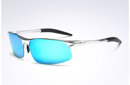 ELITERA Aluminium Magnesium mannen Zonnebril Gepolariseerde Coating Spiegel Zonnebril óculos Mannelijke Eyewear Accessoires Voor Mannen E8177 zilver blauw