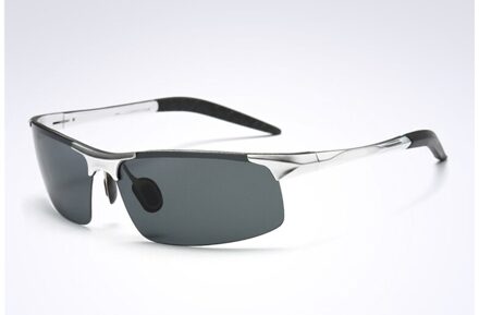 ELITERA Aluminium Magnesium mannen Zonnebril Gepolariseerde Coating Spiegel Zonnebril óculos Mannelijke Eyewear Accessoires Voor Mannen E8177 zilver zwart grijs