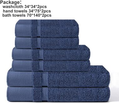 Elka 100% Katoenen Handdoek Set Bathtowel Facetowel Handtowel Zachte Bad Gezicht Handdoek Badkamer Handdoek Sets Grijs 6 Stuks Blauw
