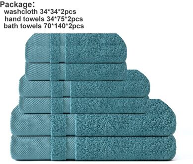 Elka 100% Katoenen Handdoek Set Bathtowel Facetowel Handtowel Zachte Bad Gezicht Handdoek Badkamer Handdoek Sets Grijs 6 Stuks groen