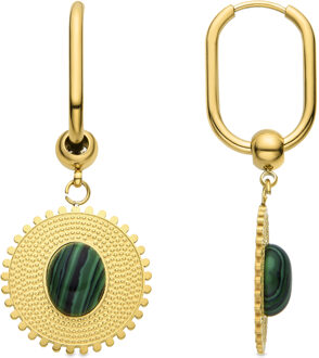 Elknu 18k gouden oorbellen Groen - One Size