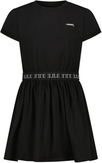 ELLE Chic Meiden korte mouwen jurk sia met log waist Zwart - 128