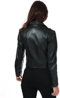 ELLE Dames Elle Armin Leren Jas in Zwart - EU 42 / UK 14