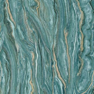 ELLE Decoration Vinylbehang Marmer - Donkergroen - 10,05m X 53cm