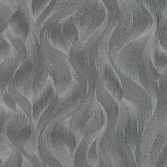 ELLE Decoration Vinylbehang Waves - Antraciet - 10,05 M X 53 Cm