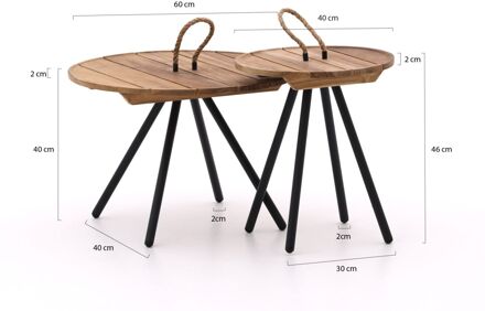 Elle lounge koffietafels Ø60 (h:40cm)/Ø40 (h:45cm) - Laagste prijsgarantie! Zwart