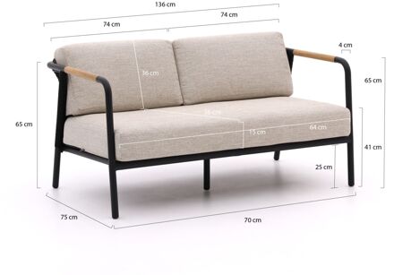 Elle lounge tuinbank 136cm - Laagste prijsgarantie! Zwart